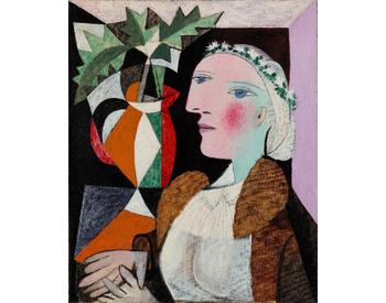 Pablo Picasso
Femme au Vase de Houx (Marie-Thérèse), 1937
Oil and charcoal on canvas
28 3/4 x 23 5/8 inches (73 x 60 cm)
© 2025 Estate of Pablo Picasso / Artists Rights Society (ARS), New York
Photo: Sandra Pointet
Courtesy Gagosian