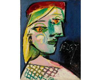 Pablo Picasso
Portrait de Femme au Béret Rouge (Marie-Thérèse), 1937
Oil on canvas
13 3/4 x 10 5/8 inches (35 x 27 cm)
© 2025 Estate of Pablo Picasso / Artists Rights Society (ARS), New York
Photo: Sandra Pointet
Courtesy Gagosian
